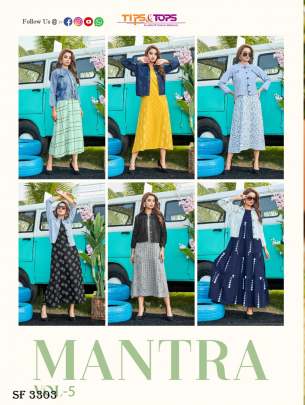 MANTRA VOL 05 Denim Jacket With Long Kurti In 6 Color By Tips   Tops