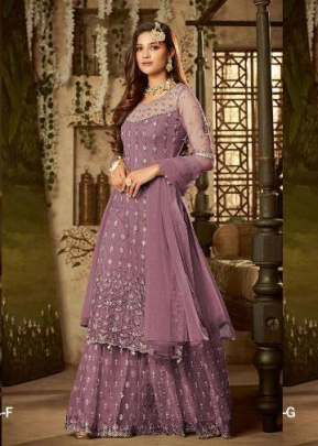 Designer Pakistani Suit With Heavy Net And Embroidery Work Light Wine Color Suit 