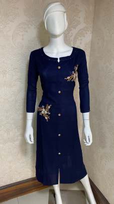 Designer Rayon Kurti Navy Blue