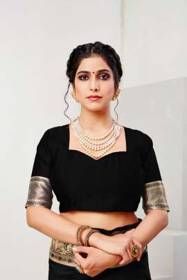 Deveshi Lichi Cotton Black Color Saree