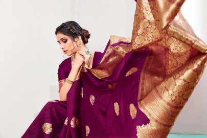 Deveshi Lichi Cotton Rani Color Saree