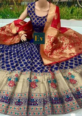 ETHNIC BROCADE LEHENGA CHOLI IN ROYAL BLUE COLOR