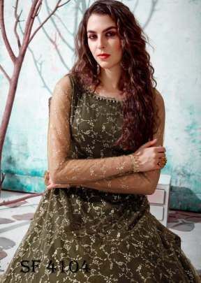 FLORY VOL 13 Anarkali Long Gown In Olive Green Color By SHUBHKALA