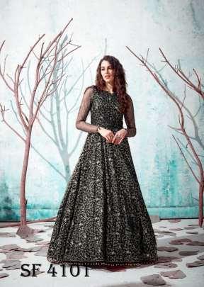 FLORY VOL 13 Anarkali Long Gown In Black Color By SHUBHKALA