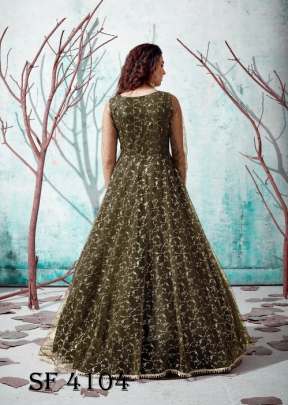 FLORY VOL 13 Anarkali Long Gown In Olive Green Color By SHUBHKALA