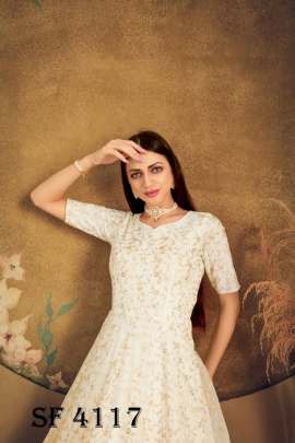 FLORY VOL 16 Anarkali Long Gown In White Color By SHUBHKALA