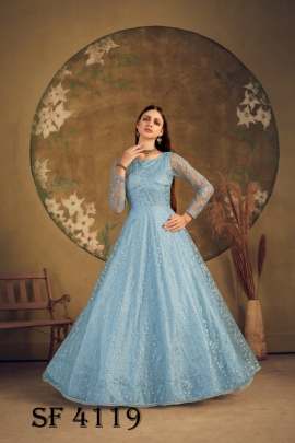 FLORY VOL 16 Anarkali Long Gown In Sky Color By SHUBHKALA