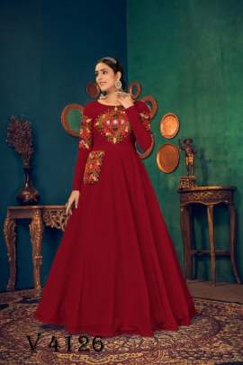 FLORY VOL 17 Anarkali Long Gown In Cherry Red Color By SHUBHKALA