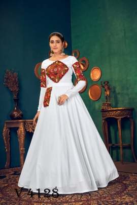 FLORY VOL 17 Anarkali Long Gown In White Color By SHUBHKALA