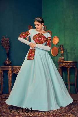 FLORY VOL 17 Anarkali Long Gown In Sky Color By SHUBHKALA