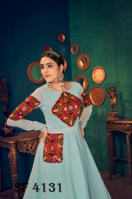 FLORY VOL 17 Anarkali Long Gown In Sky Color By SHUBHKALA