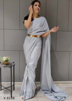 Fancy Silk Saree In Grey Color By Surati Fabric