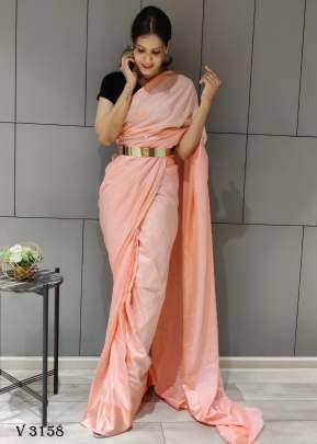 Fancy Silk Saree In Light Orange Color By Surati Fabric