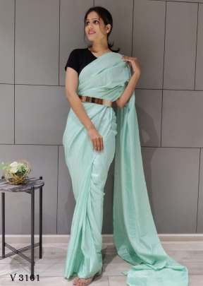 Fancy Silk Saree In Light Rama Color By Surati Fabric