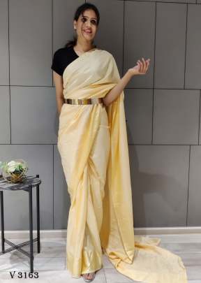 Fancy Silk Saree In Light Yellow Color By Surati Fabric