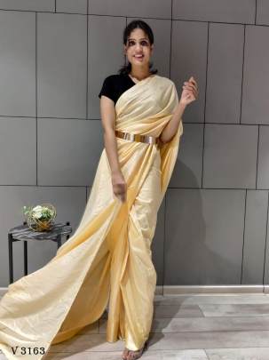 Fancy Silk Saree In Light Yellow Color By Surati Fabric