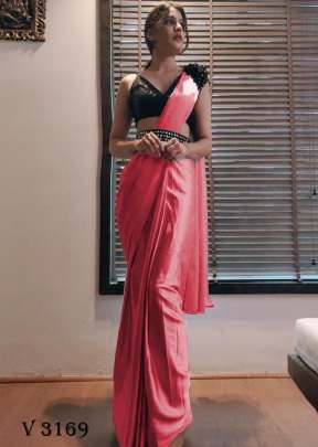 Fancy Silk Saree In Peach Color By Surati Fabric