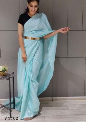 Fancy Silk Saree In Sky Color By Surati Fabric