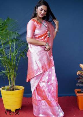 Fituri 2 Lichi Soft Silk Saree In Peach Color By Surati Fabric 