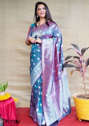 Fituri 2 Lichi Soft Silk Saree In Rama Color By Surati Fabric 