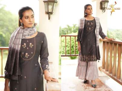 Four Roses Fabric's Naaz Sharara Suit Collection