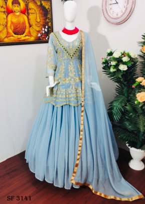 Fox Georgette Lehenga In Sky Color By WW