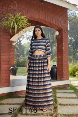 Frill   Flare Vol  2 Skirt Top In Navy Blue Color By SHUBHKALA