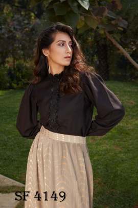 Frill   Flare Vol  2 Skirt Top In Black and Beige Color By SHUBHKALA