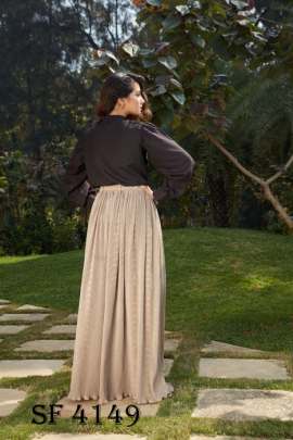 Frill   Flare Vol  2 Skirt Top In Black and Beige Color By SHUBHKALA