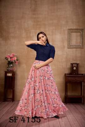 Frill   Flare Vol 4 Skirt Top In Navy Blue and Pink Color By SHUBHKALA