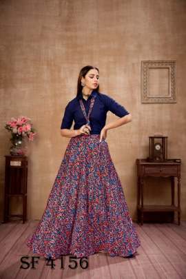 Frill   Flare Vol 4 Skirt Top In Navy Blue Color By SHUBHKALA