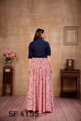 Frill   Flare Vol 4 Skirt Top In Navy Blue and Pink Color By SHUBHKALA