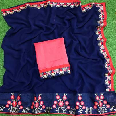 GEORGETTE WITH EMBROIDERY BORDER SAREE