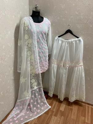 GEORGETTE WITH EMBROIDERY WORK WITH SLEEVES