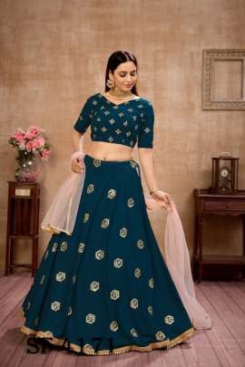 GIRLY VOL  12 Designer Lehengha Choli In Teal blue Color By SHUBHKALA