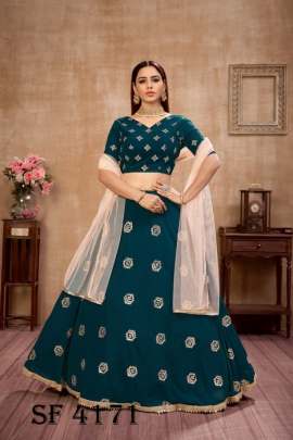 GIRLY VOL  12 Designer Lehengha Choli In Teal blue Color By SHUBHKALA