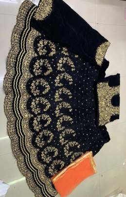 GORGEOUS LEHENGA CHOLI IN TAPETA VELVET IN HOT BLACK COLOR