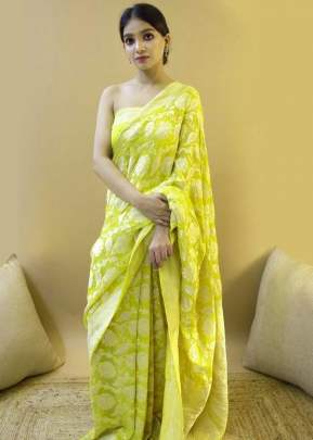 GULAB SOFT WEAVING SILK SAREE IN FASCINATING NEON GREEN COLOR