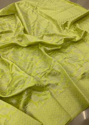 GULAB SOFT WEAVING SILK SAREE IN FASCINATING NEON GREEN COLOR 