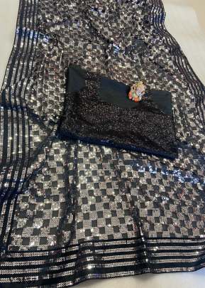 Georgette Saree in Black Color By Surati Fabric