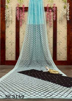 Georgette Sequence Saree In light Sky Color By LG