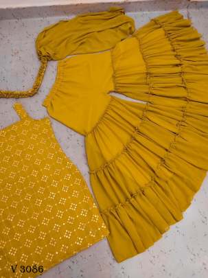 Georgette in Turmeric Yellow Color By Zoya Clothing