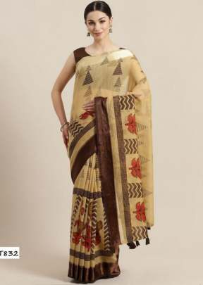 Glam Elegance Present New Brand Of Print Saree  With Bangoli Silk Yellow Color