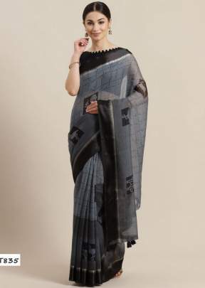 Glam Elegance Present New Brand Of Print Saree  With Bangoli Silk Light Blue Color 