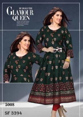 Goldy Vol-3 Foil printed A- Line Kurti In 8 Design By Glamour Queen