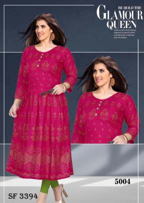 Goldy Vol-3 Foil printed A- Line Kurti In 8 Design By Glamour Queen