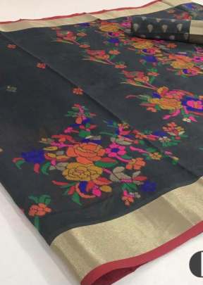 Grey Colour Pure Jamadani Weaving Saree With Zari Border
