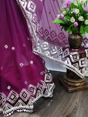 Hand Work Purple Color