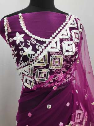 Hand Work Purple Color