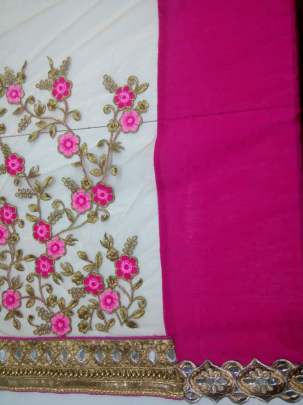 Handwork chinnon Pallu Pink Color